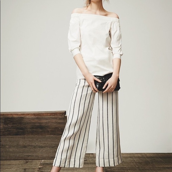 Theory / Joscla Icon Shirting cotton poplin Off the Shoulder Top Blouse L - Picture 5 of 7